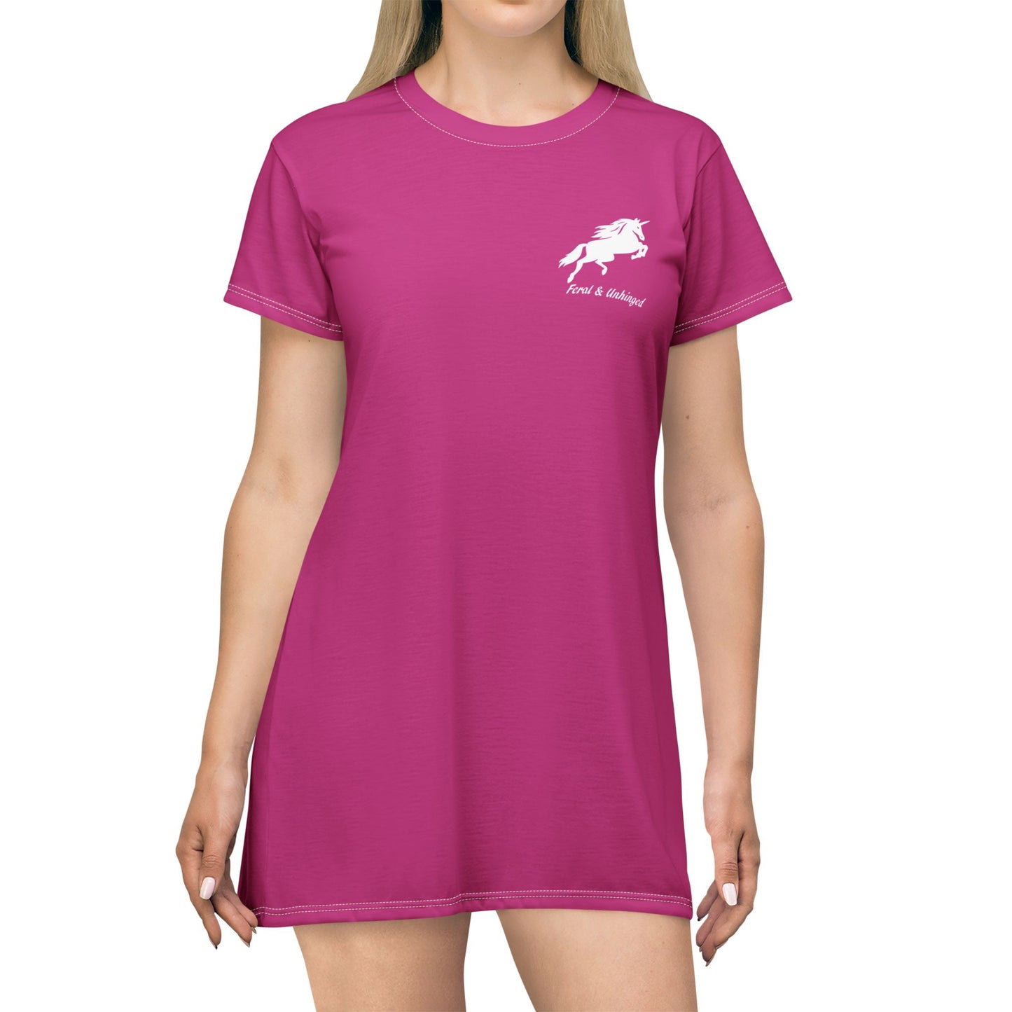Unicorn Vibes T-Shirt Dress - Fun & Playful Pink Dress for Every Occasion