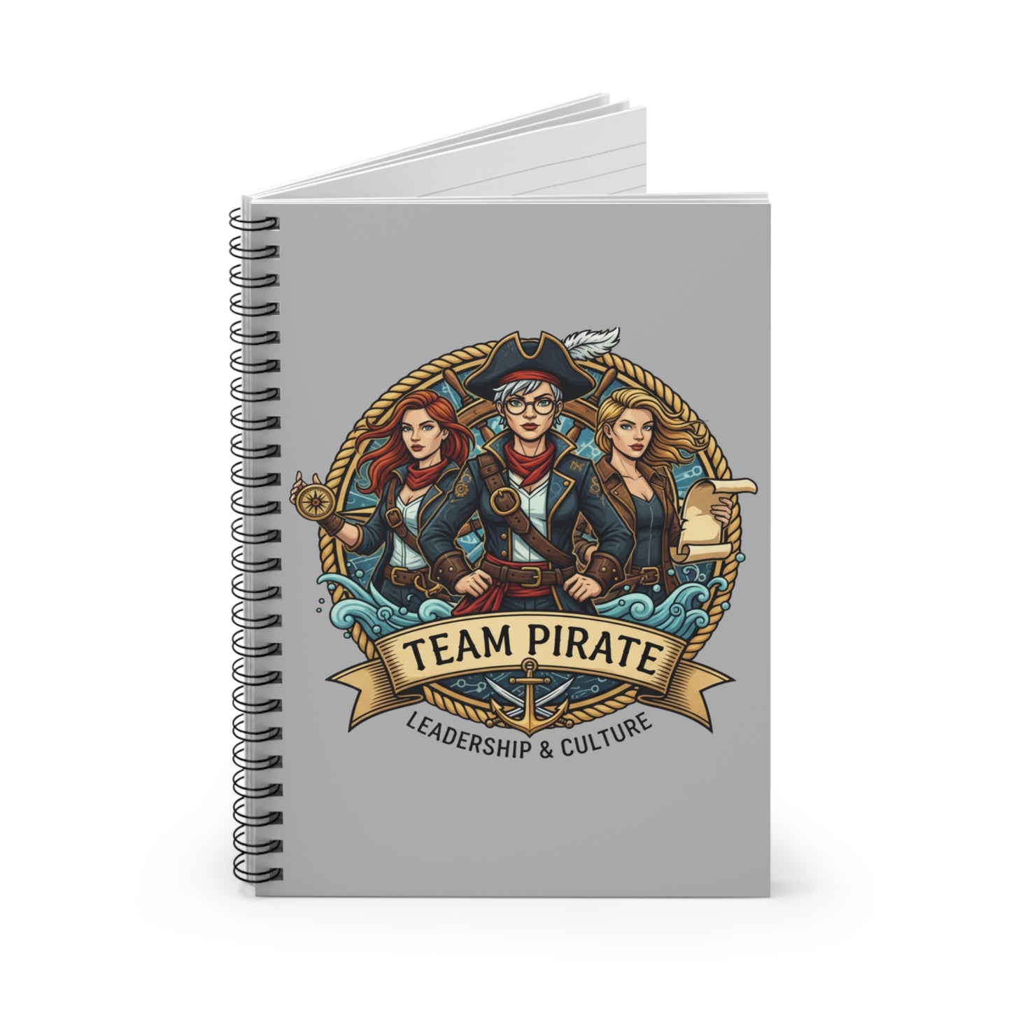 Team Pirate Spiral Notebook - Grey