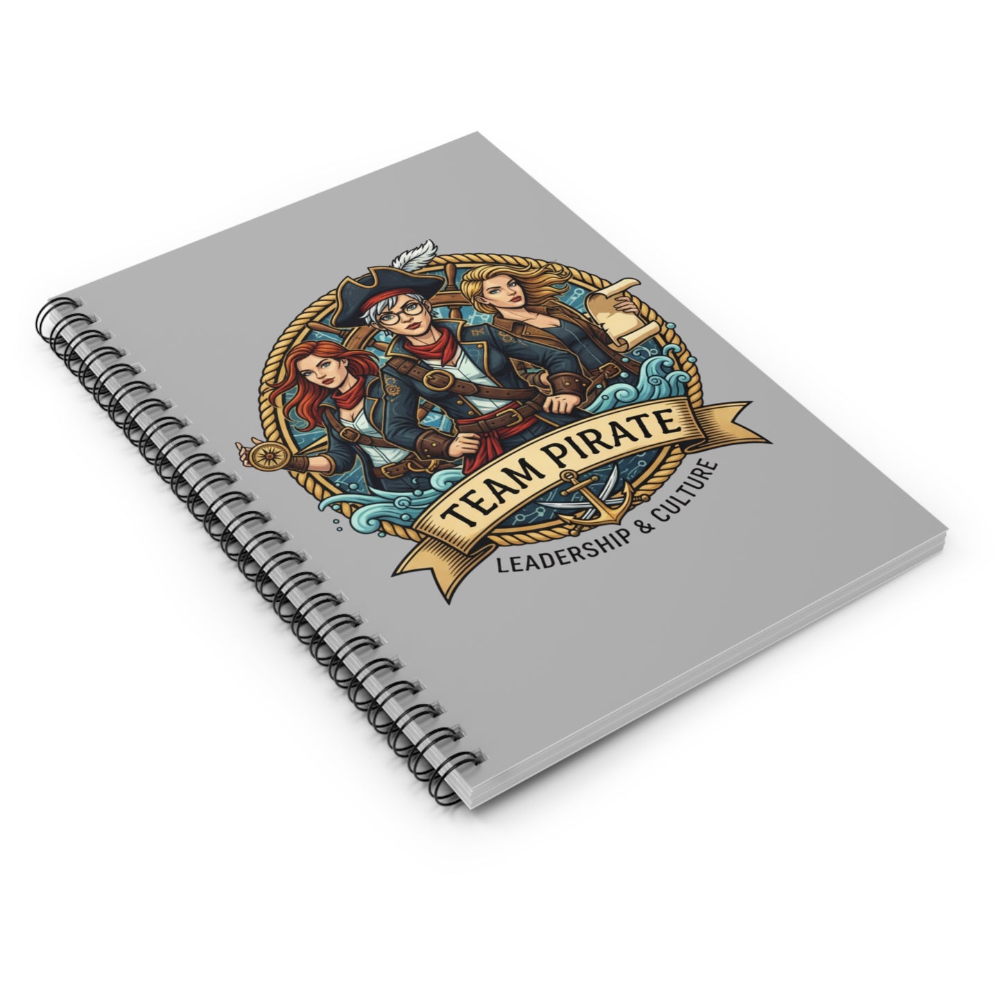 Team Pirate Spiral Notebook - Grey