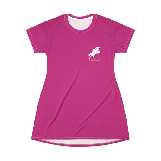 Unicorn Vibes T-Shirt Dress - Fun & Playful Pink Dress for Every Occasion