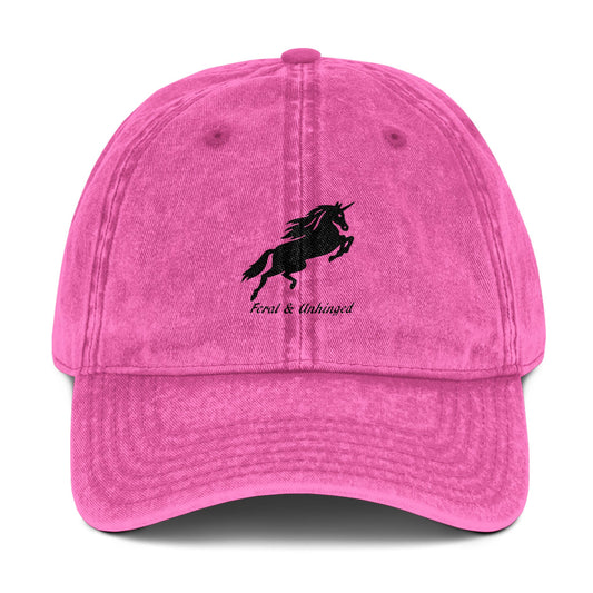 Feral and Unhinged Vintage Embroidered Hat - Pink