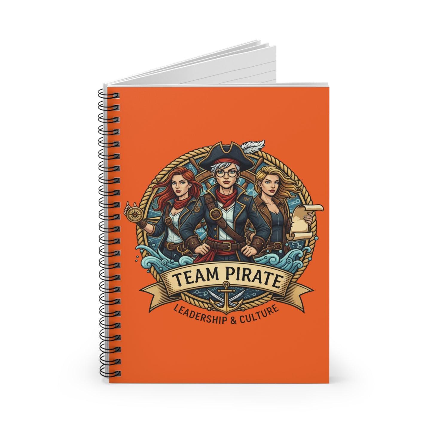 Team Pirate Spiral Notebook - Orange